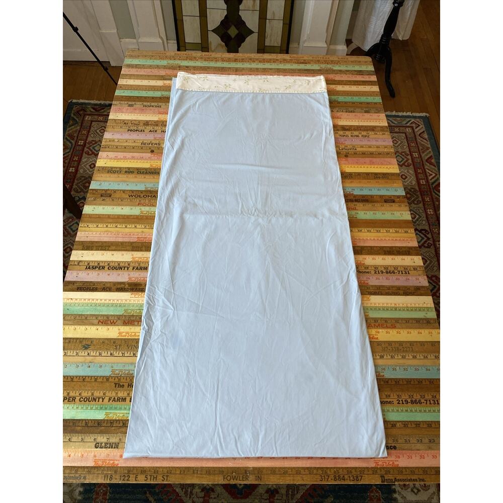 Vintage Cannon Combspun Percale Full Flat Top Sheet Blue Ditsy Floral Roses